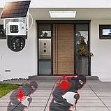 Бездротова вулична камера відеоспостереження 4G PTZ на 2 об'єктиви із сонячною панеллю нічним баченням, фото 7