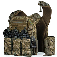 Плитоноска Warmor Gen.3 Pro быстрого сброса штурмовая, разгрузочный жилет пиксель камуфляж з 3 подсумками