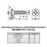 DIN7983 3,9х13 PH2 Саморіз цинк білий повна різьба напівпотайна головка [801020000801391323] Metalvis, фото 2