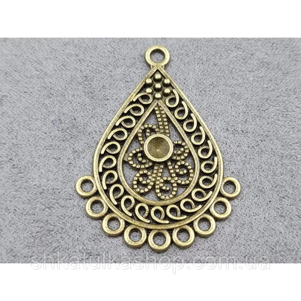 Конектор для біжутерії, колір бронза 30*41мм (6 шт), фото 1