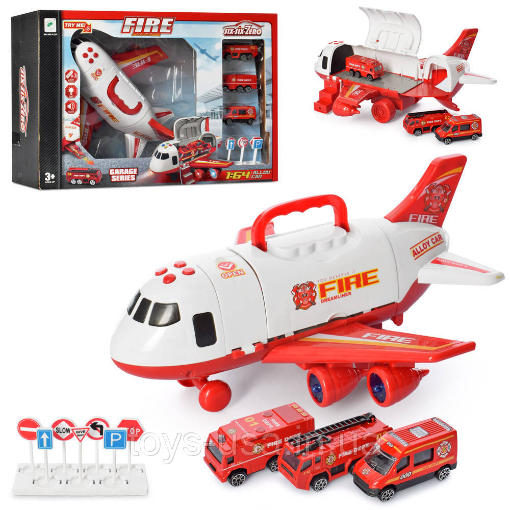Ігровий набір — вантажний літак із машинками "Fire" арт. 660 A-239, фото 1