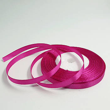 Атласна стрічка Фуксія 0.6 см (тоненька) — рулон 33 м