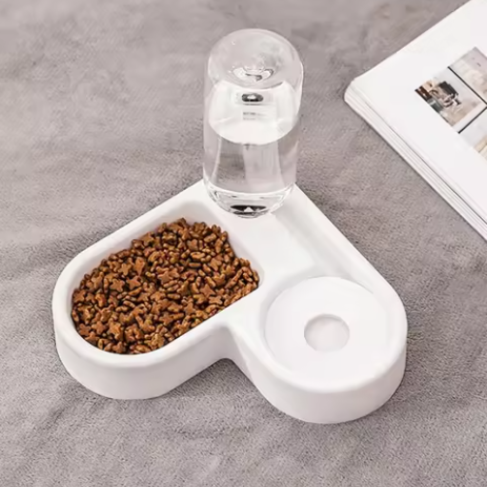 Поїлка для котів та собак Миска для корму та води подвійна Pet Love Bowl Автопоїлка для тварин на підставці