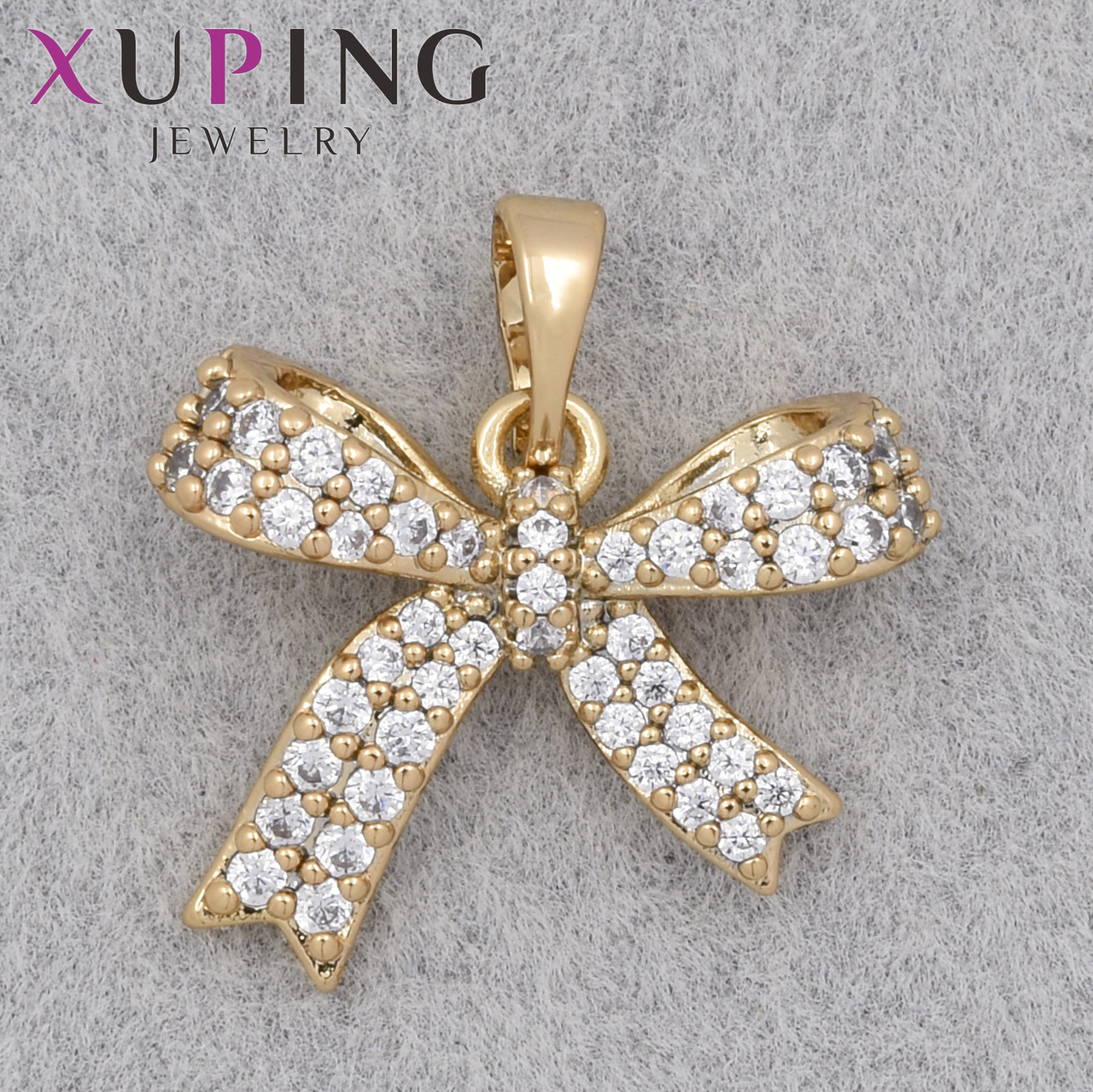Кулон женский Xuping Jewelry медицинское золото бантик с хрустальными камушками размер изделия 15х20 мм