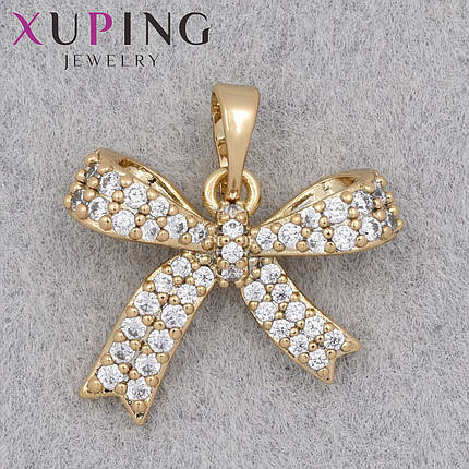 Кулон женский Xuping Jewelry медицинское золото бантик с хрустальными камушками размер изделия 15х20 мм, фото 1