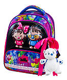 Шкільний комплект DeLune 3в1 дівчинці першокласниці: Каркасний рюкзак ранець 1-2 клас + мішок для взуття + пенал до школи, фото 2