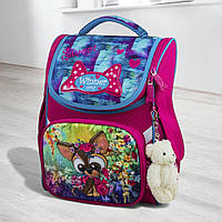 Ранець Winner One дівчинці для школи 1 клас/ Дитячий маленький портфель з собачкою/ Шкільний каркасний рюкзак для першокласників