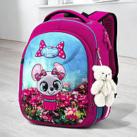 Каркасний рюкзак шкільний ранець SkyName в перший клас дівчаткам/ Ортопедичний портфель рожевий з мишкою для школи дітям