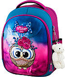 Комплект 3в1: каркасний портфель Winner + мішок + пенал дівчаткам для школи на 1-2 клас/ Шкільний рожевий рюкзак ранець з совою, фото 2