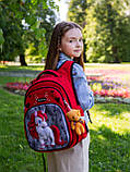 Міцний рюкзак шкільний дівчинці з ортопедичною спинкою SkyName - єдиноріг/ Водонепроникний червоний портфель для школи 1-4 клас, фото 9