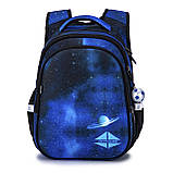 Шкільний ортопедичний рюкзак хлопчику першокласнику SkyName синій космос/ Маленький водонепроникний портфель для школи 1-4 клас, фото 2