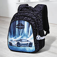 Шкільний ортопедичний рюкзак хлопчику першокласнику SkyName сірий з авто/ Маленький хлопчачий портфель для школи 1-4 клас