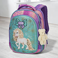 Каркасний рюкзак шкільний ранець SkyName в перший клас дівчаткам/ Ортопедичний портфель з єдинорогом для школи дітям