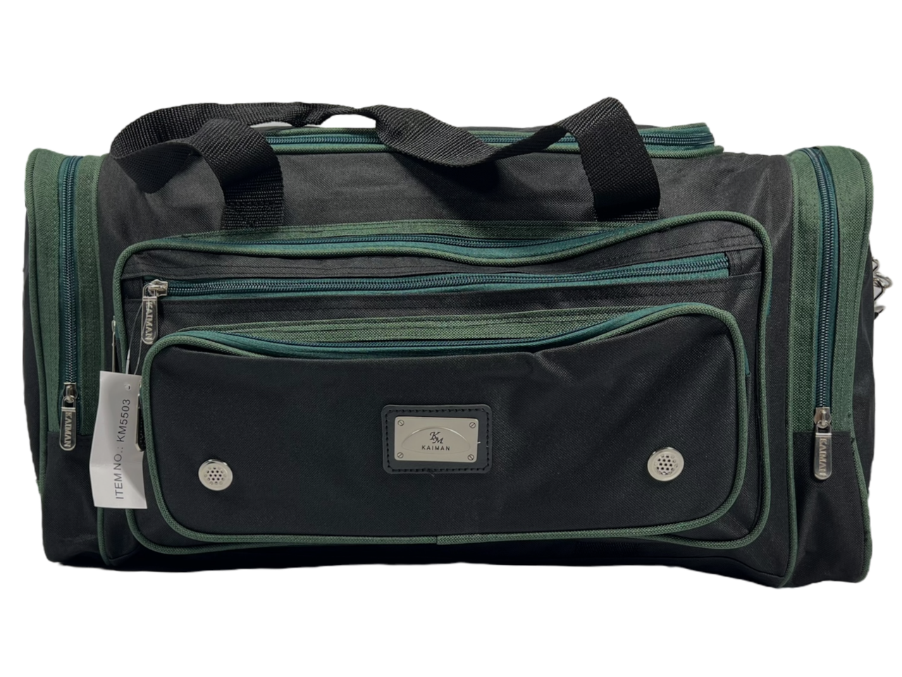 Дорожня сумка на шість відділеннь, 45 л, чорна з зеленим, фото 1