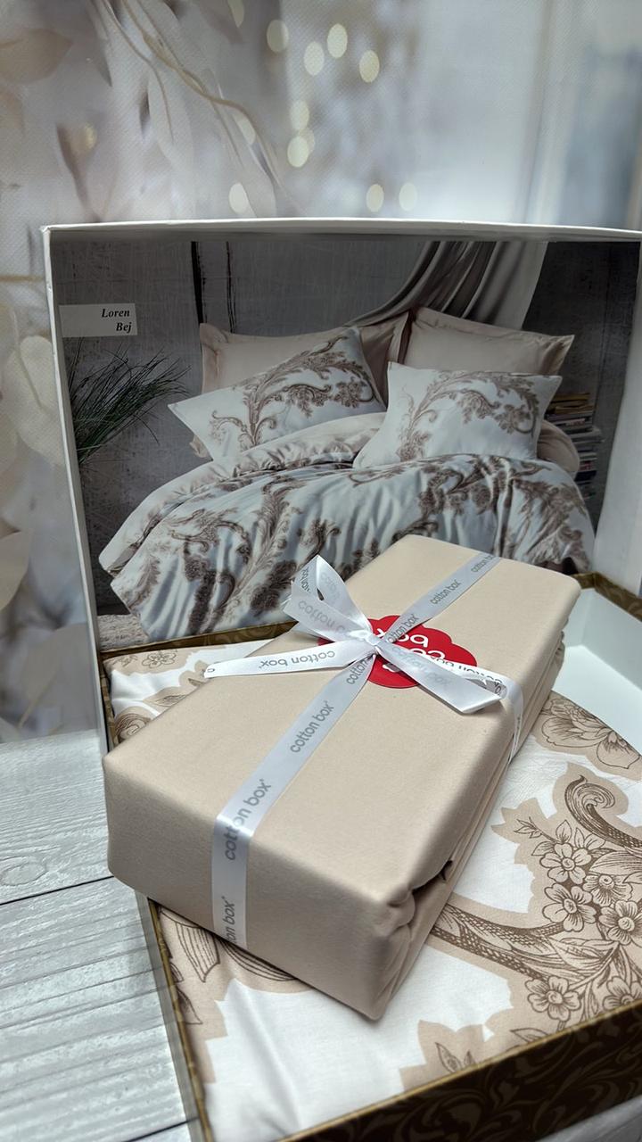 Постільна білизна сатинова євро розмір Cotton Box Loren Bej