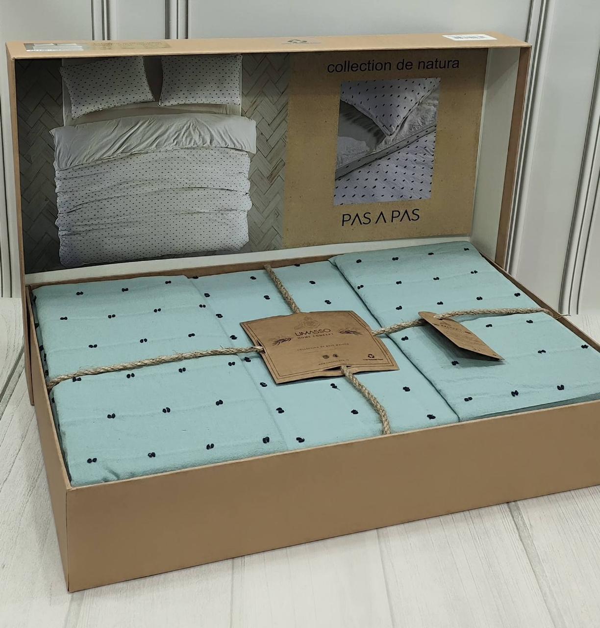 Постільна білизна євро варена бавовна Limasso Point Blue, фото 1