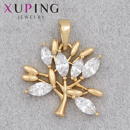 Кулон женский Xuping Jewelry медицинское золото дерево с белыми хрустальными стразами размер изделия 15х20 мм, фото 1