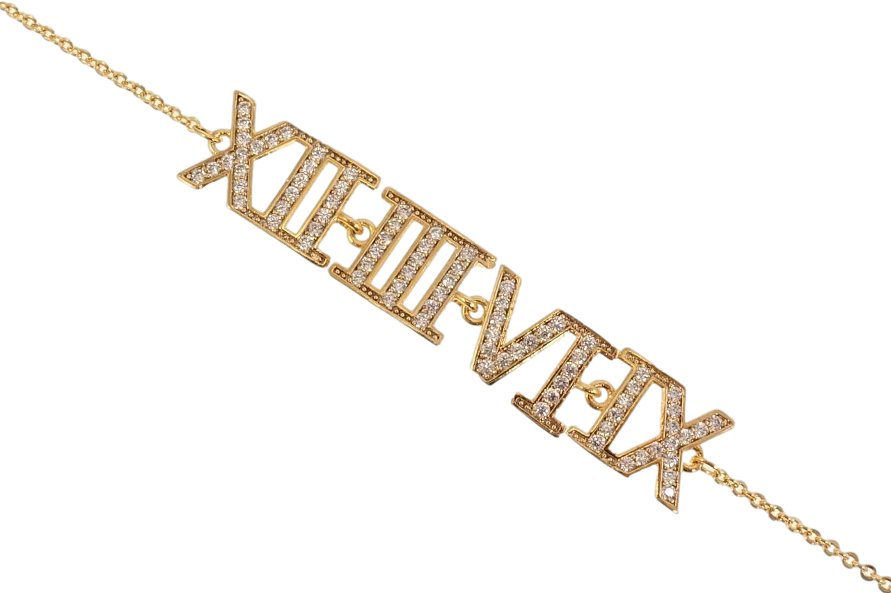 Браслет Xuping Позолота 18K "Римські цифри" довжина з доп. 16,5-19см х 1-9мм