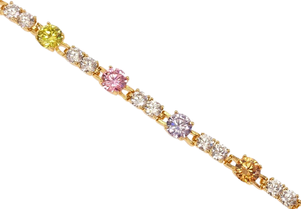 Браслет Xuping Позолота 18K "Доріжка цирконію із вставками кольорові кристали" довжина 17см х 4-5мм