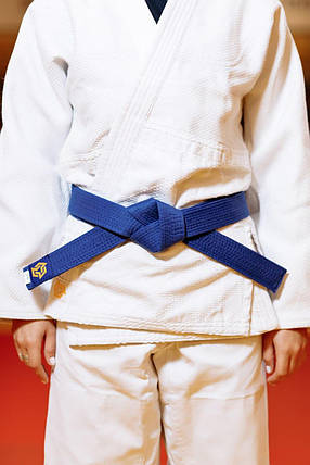 Пояс для кімоно дзюдо Judo Belt Kintayo Wazari Blue синій ширина 4,5 см 9 строк довжина 260 см зріст 170 см, фото 3