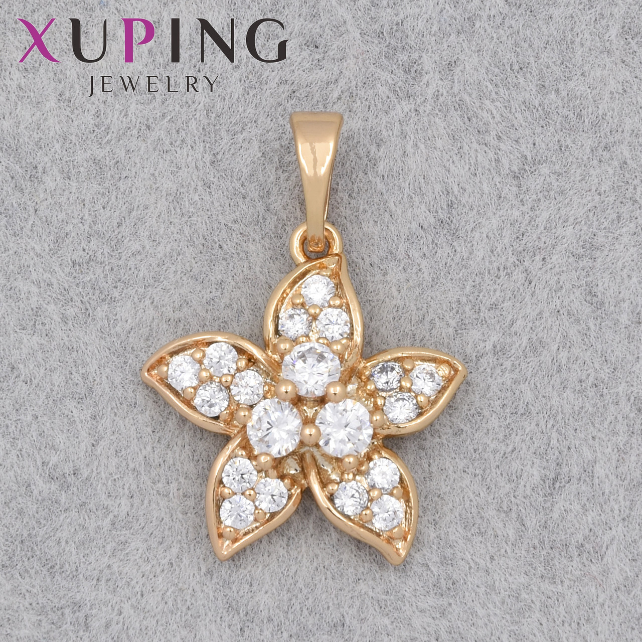 Кулон жіночий Xuping Jewelry медичне золото квіточок із білими кристалами розмір виробу 20х15 мм