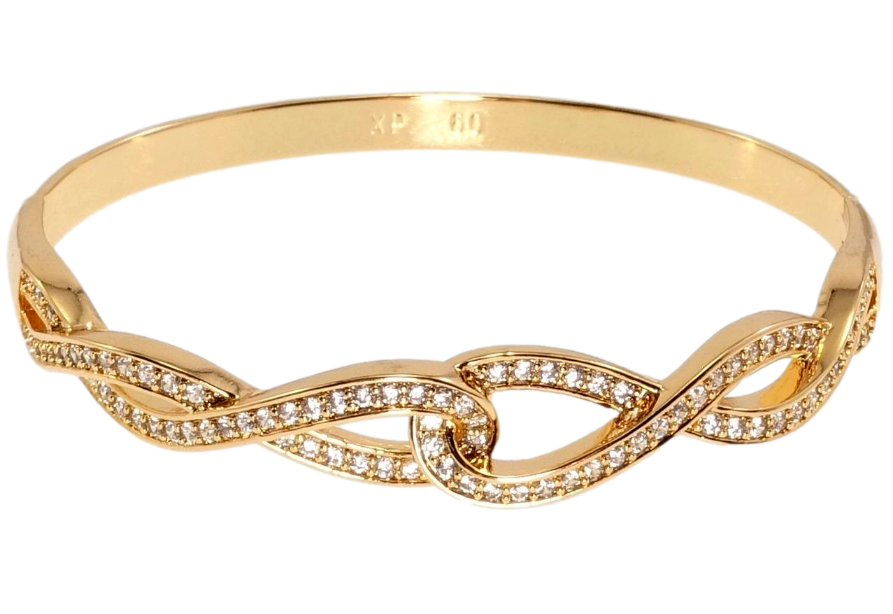 Браслет Xuping Позолота 18K "Витонче сплетіння доріжок цирконію" ø 6см