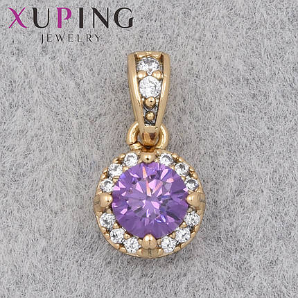Кулон женский Xuping Jewelry медицинское золото с белыми камнями и фиолетовым сапфиром размер изделия 12х7 мм, фото 1
