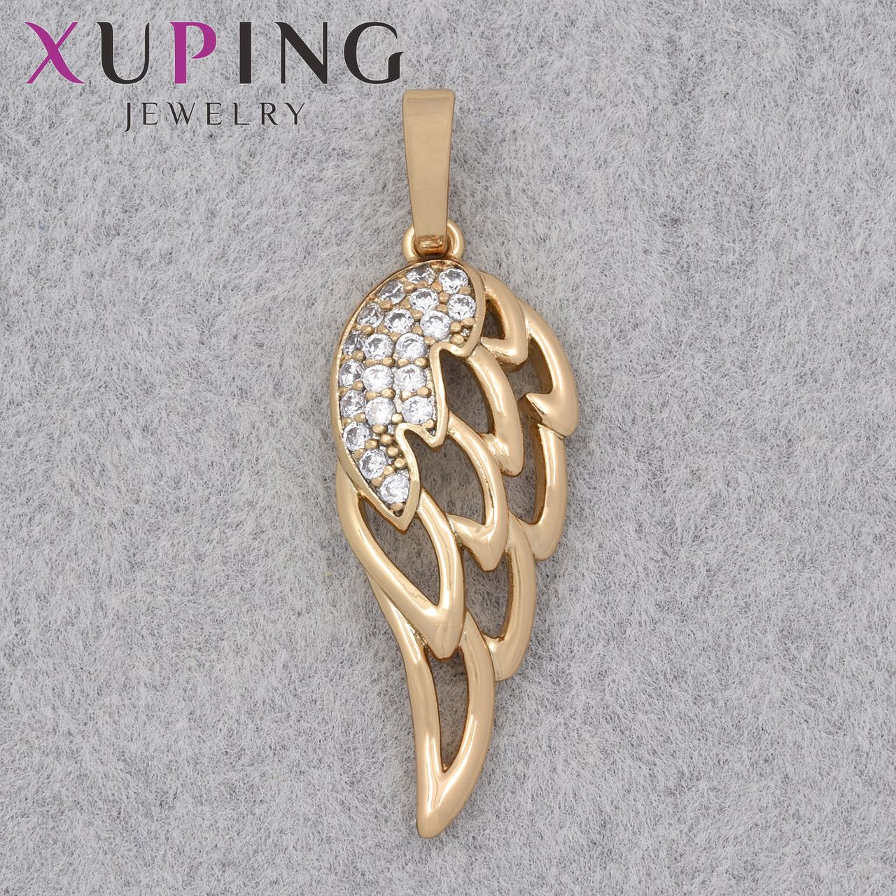 Кулон женский Xuping Jewelry медицинское золото крылышко с белыми стразами размер изделия 30х12 мм