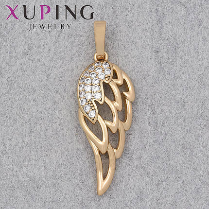 Кулон женский Xuping Jewelry медицинское золото крылышко с белыми стразами размер изделия 30х12 мм, фото 1