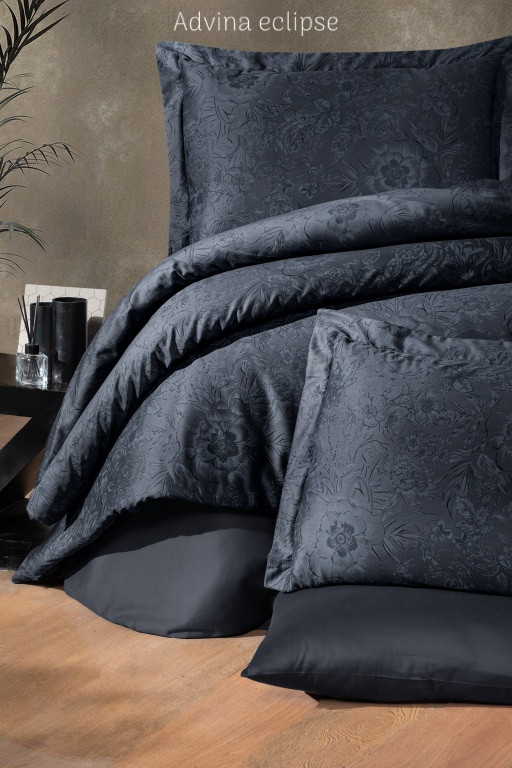 Постільна білизна сатин люкс Issi Home Advina eclipse євро розмір, фото 1