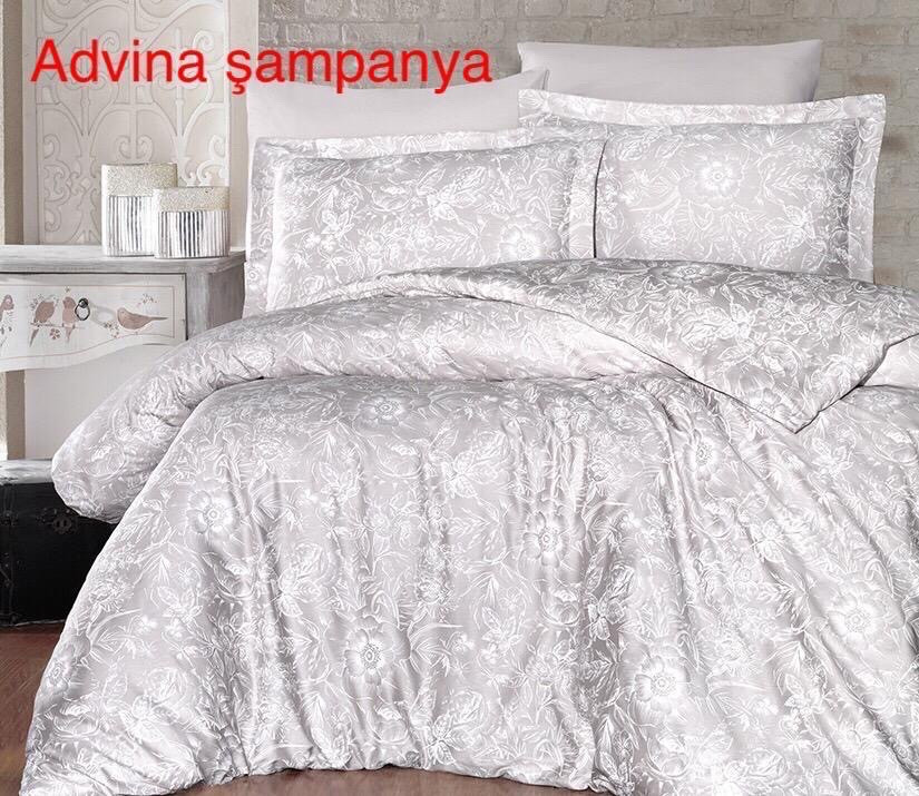 Постільна білизна сатин люкс Issi Home Advina sampanya полуторний розмір, фото 1