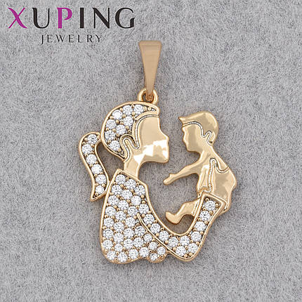 Кулон женский Xuping Jewelry медицинское золото мама и ребенок с белыми камушками размер изделия 20х17 мм, фото 1