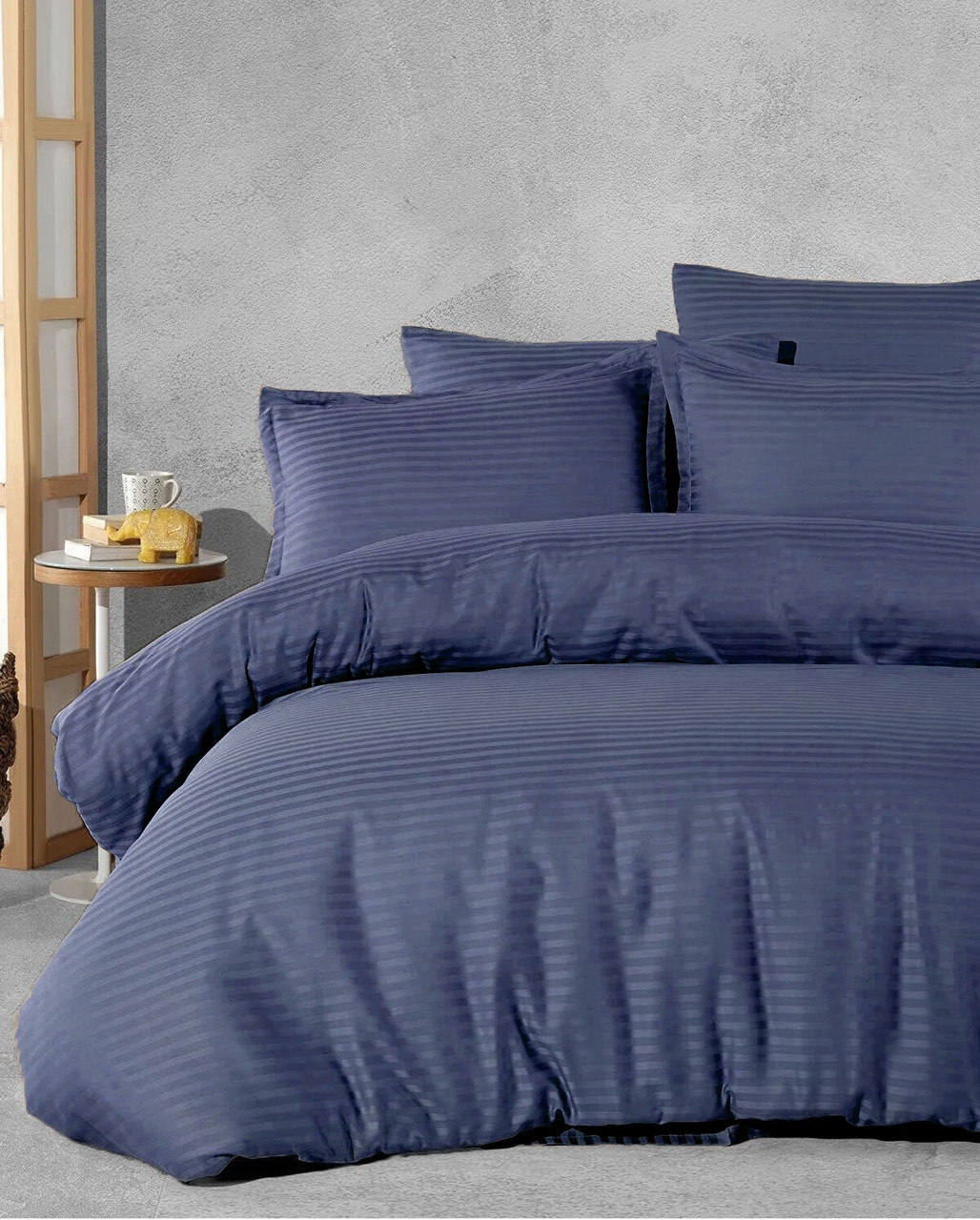 Постільна Білизна Страйп Сатин Туреччина Bella Home Lacivert 200х220см