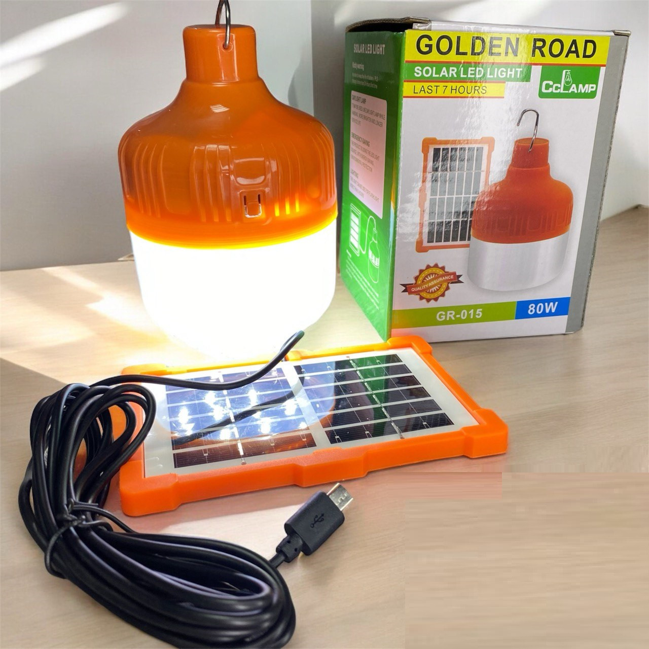 Лампа для кемпінгу підвісна 80W, GR 015 на сонячній батареї з акумулятором