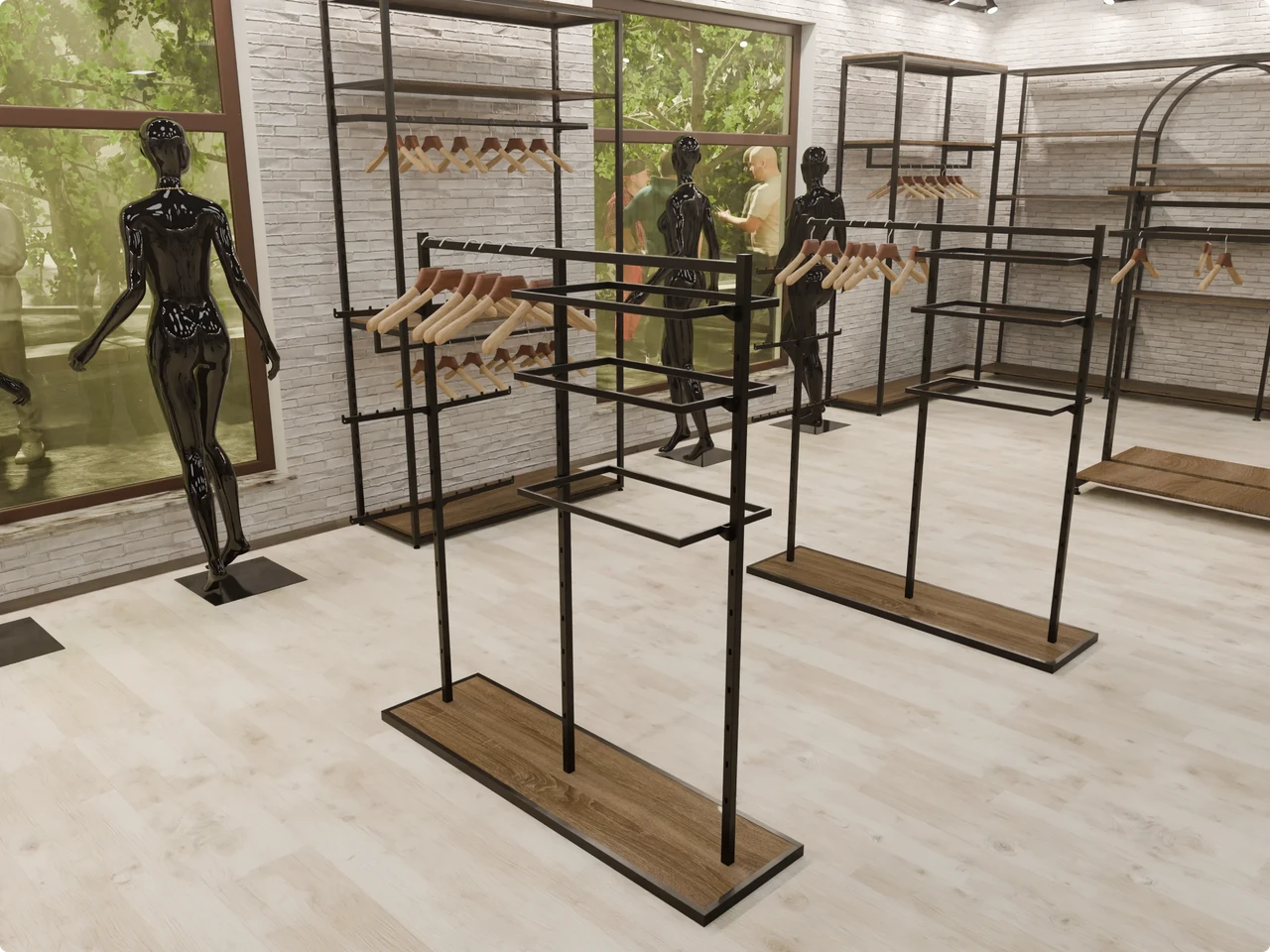 Візуалізація торгового обладнання для магазину одягу Візуалізація торгового обладнання для магазину одягу