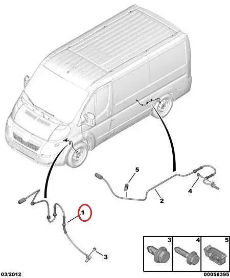 Датчик ABS передній Fiat Ducato 250, Peugeot Boxer 3, Citroen Jumper 3 (2006-2014), 51725099, 4545F1