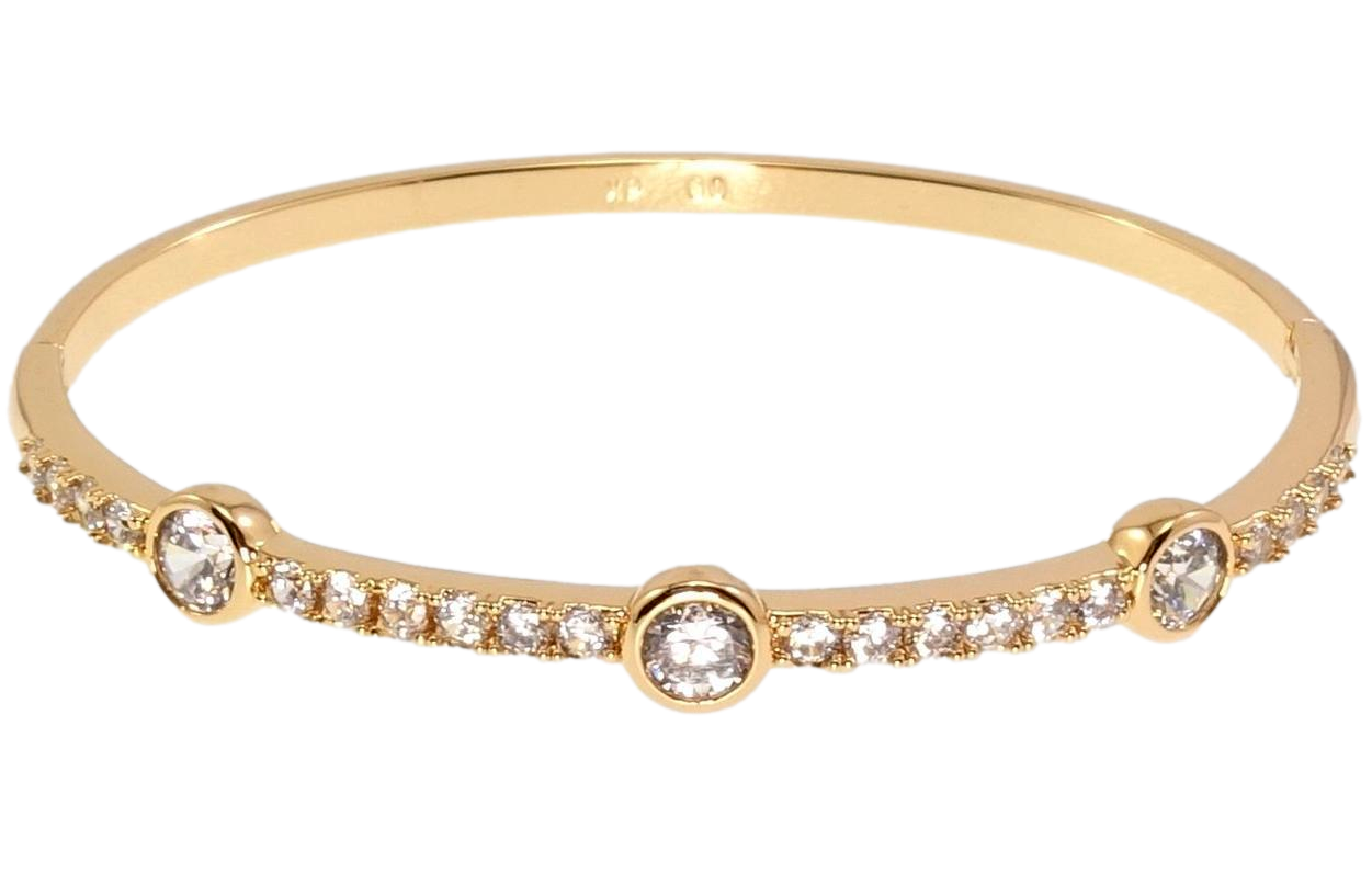 Браслет Xuping Позолота 18K "Доріжка цирконію з трьома фіанітами" ø 6см