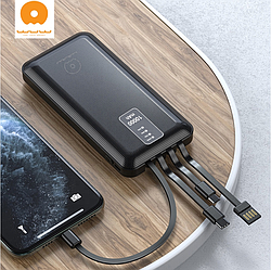 Зовнішній акумулятор WUW U39 10000 mAh 1 USB, 2 A, кабелю: Lightning, Type-C, Micro USB, BLACK