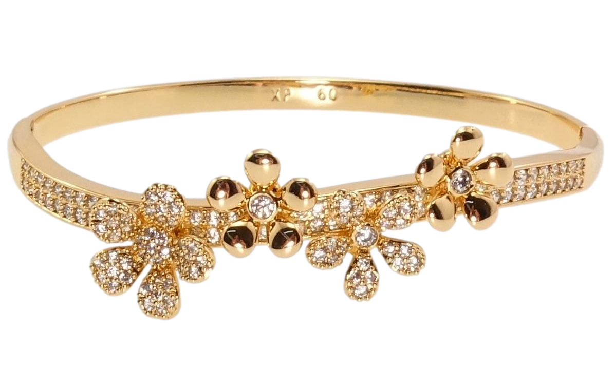 Браслет Xuping Позолота 18K "Квітковий орнамент із цирконієм" ø 6см