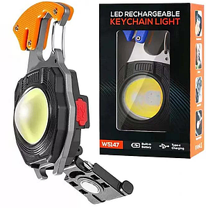 Акумуляторний LED ліхтарик EDC-мультитул W5147 | COB світлодіоди 500 лм / 7 режимів / Неодимовий магніт