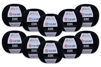 Упаковка YarnArt Jeans, Чорний No53, 10 шт.