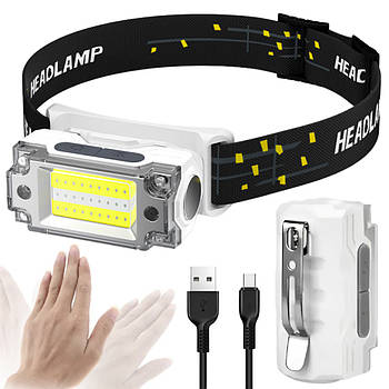 Налобний ліхтар із сенсорним датчиком та магнітом, BL T133 / Акумуляторний ліхтарик налобний / Ліхтарик на голову