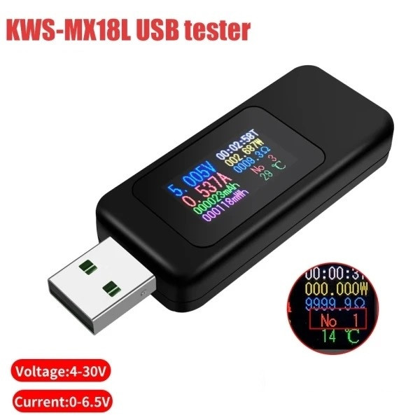 USB тестер Keweisi KWS-MX18L амперметр вольтметр вимірювач ємності