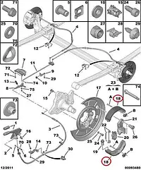 Колодки ручного гальму на Fiat Ducato 250, Peugeot Boxer 3, Citroen Jumper 3 (2006-2014), 77364023, 4241N5