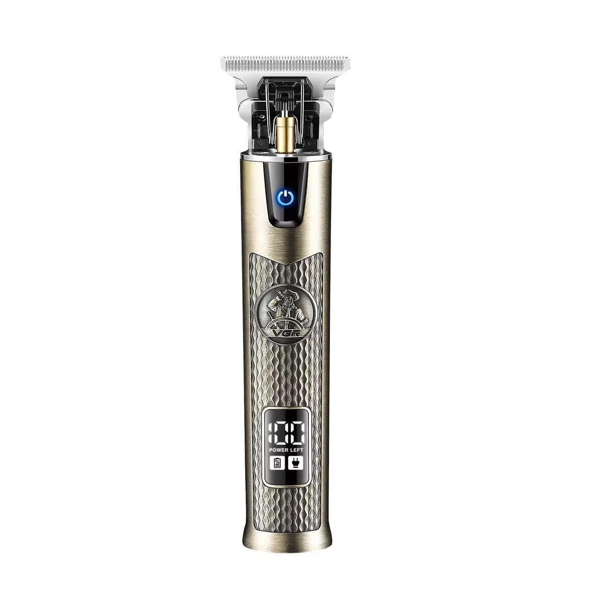 Тример акумуляторний для бороди та волосся VGR V-983 з LED дисплеєм Gold (3_05168)