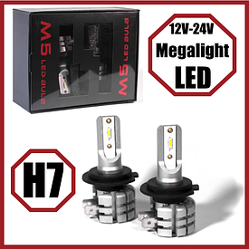 Світлодіодні LED-лампи для авто H7 12 V-24 V M5 6500 K 20 W Megalight