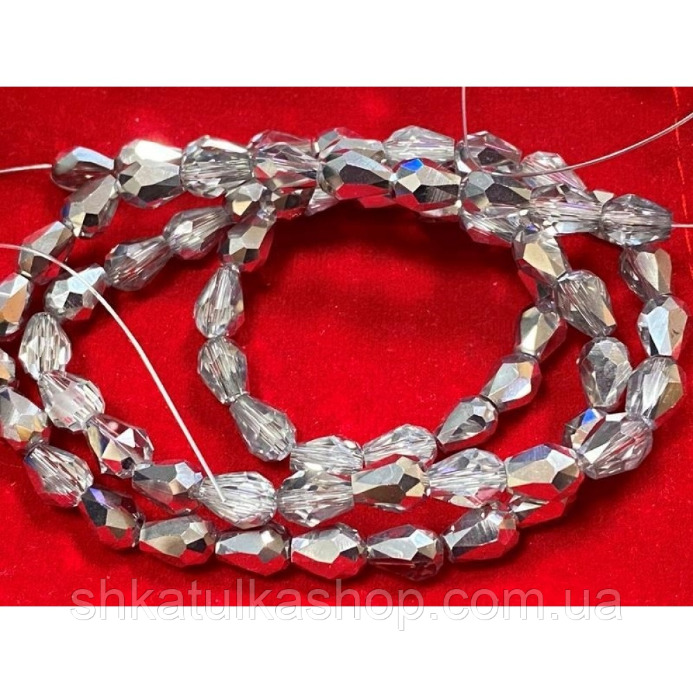Намистини скло крапля 6*8мм, колір дзеркальний, фото 1