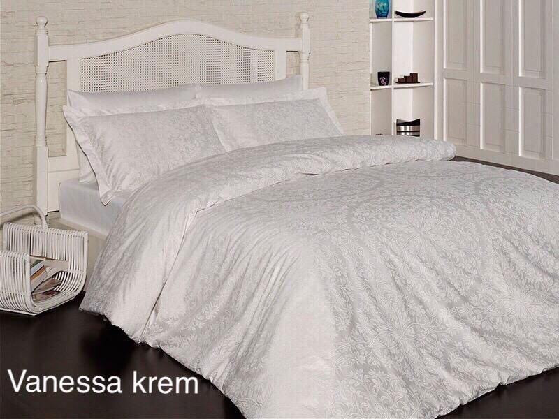Постільна білизна сатин люкс Issi Home Vanessa krem євро розмір, фото 1