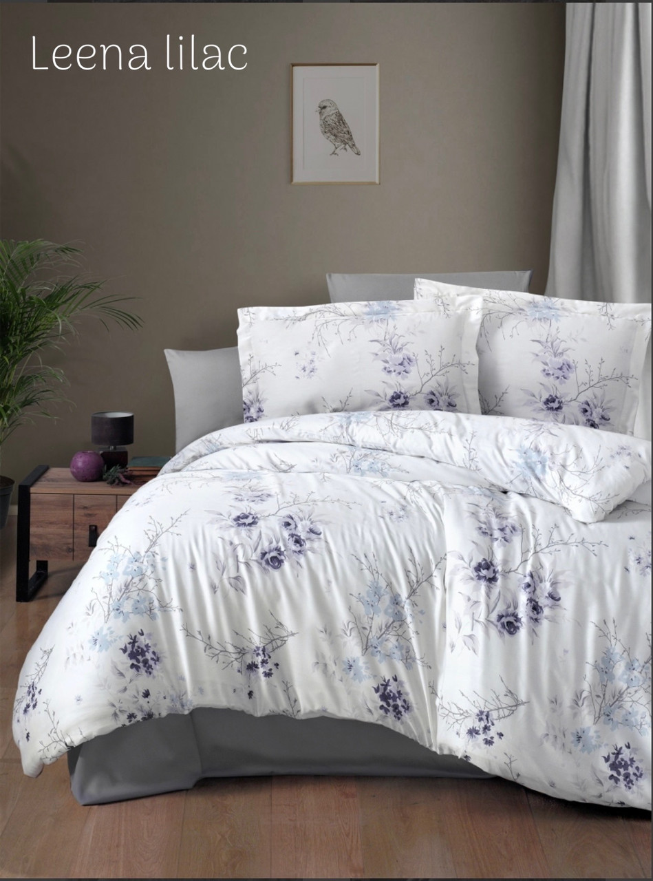 Постільна білизна сатин люкс Issi Home Leena lilac євро розмір