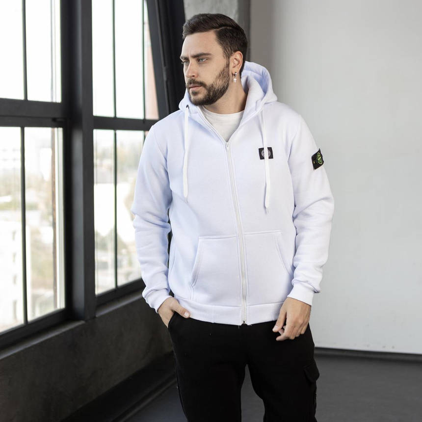 Чоловічий спортивний костюм Stone Island теплий флісовий на осінь-зиму з капюшоном молодіжний модний, фото 1